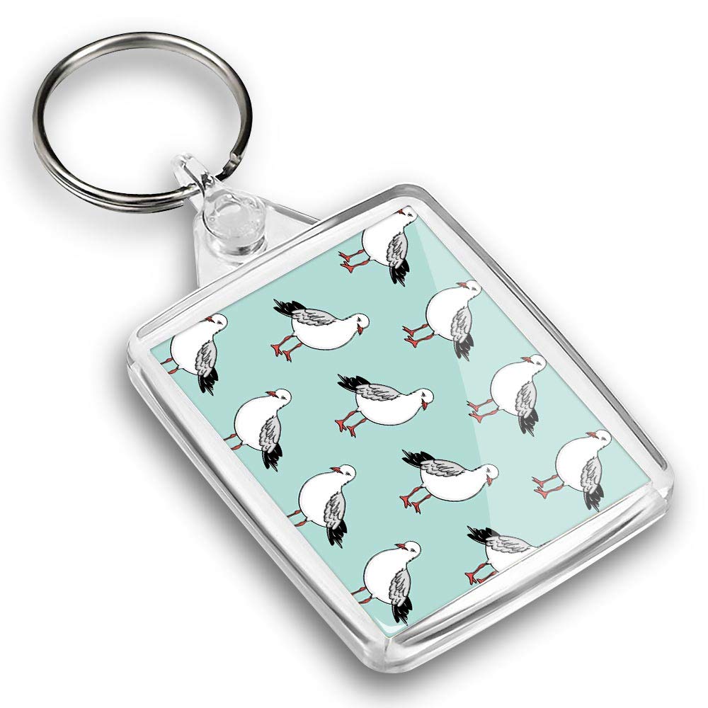 Destination Vinyl Ltd 1 x Photo Keyring - Seagull Bird Pattern Gull Seaside |Keychain|Keyring|Charm| #46287