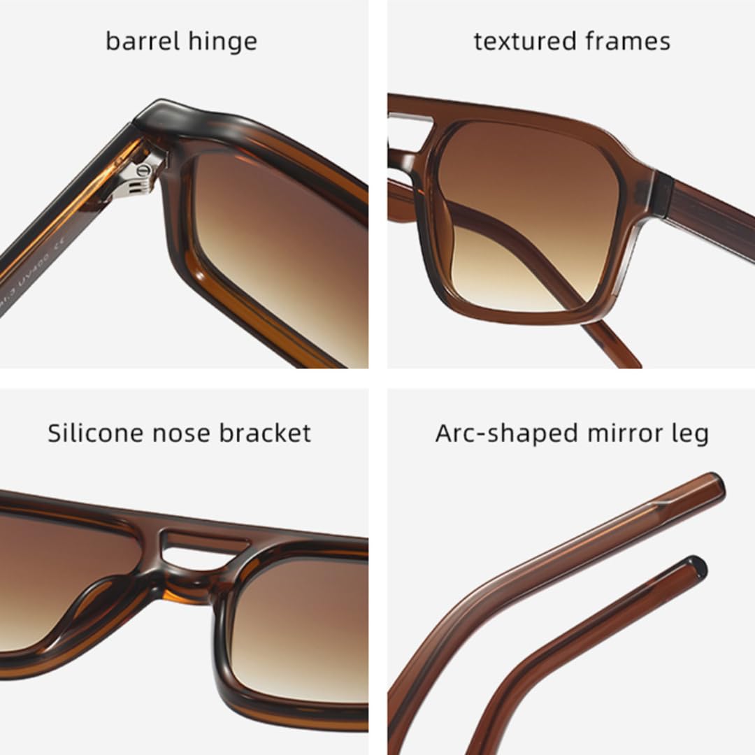 Gafas de sol retro de lujo para mujer con doble puente, patillas con núcleo metálico, gafas de sol de moda para hombre, protección UV400.