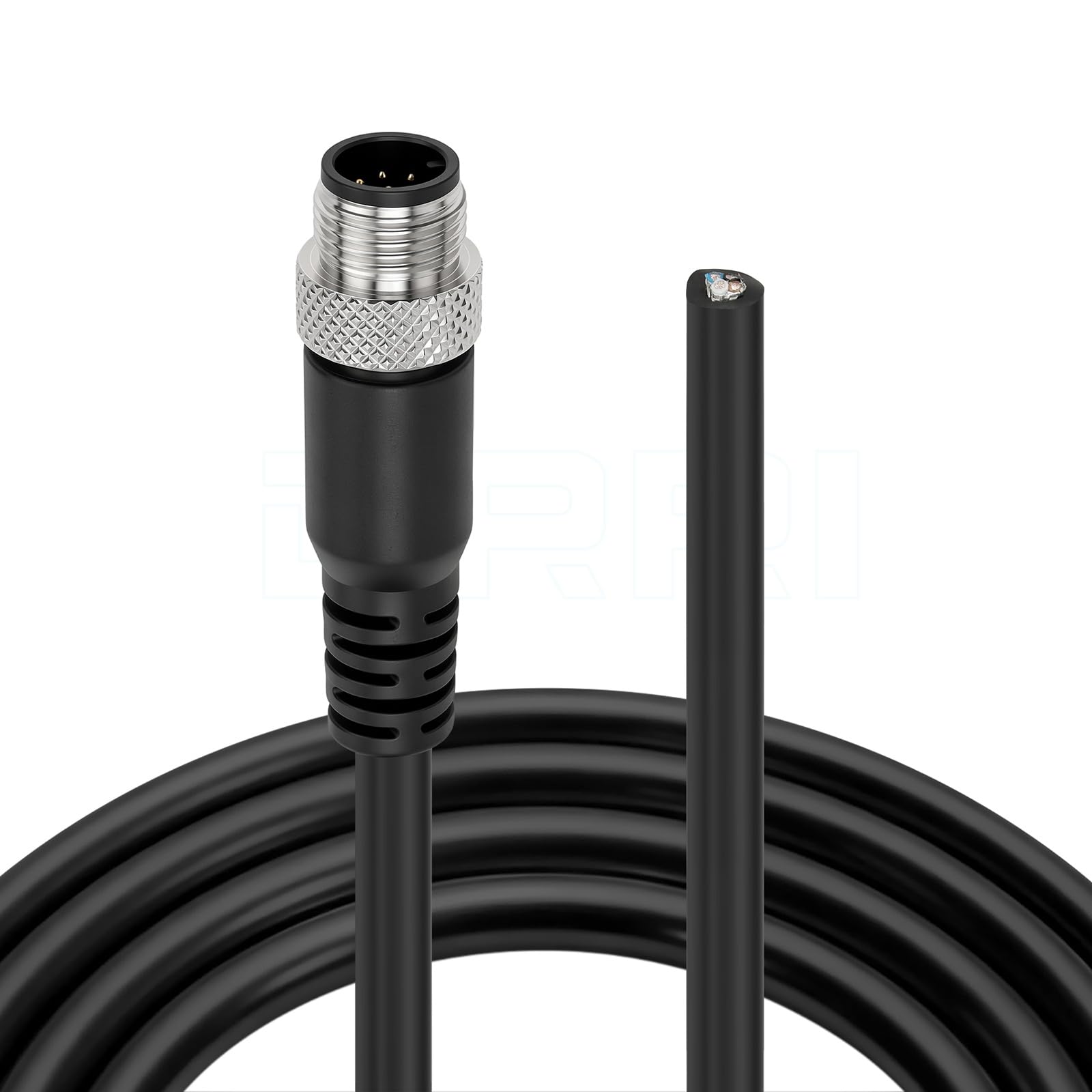 DRRI M12 8-Pins Sensor Connector to Fly Lead Waterproof Electrical Shield Cable for Automation Application 5M