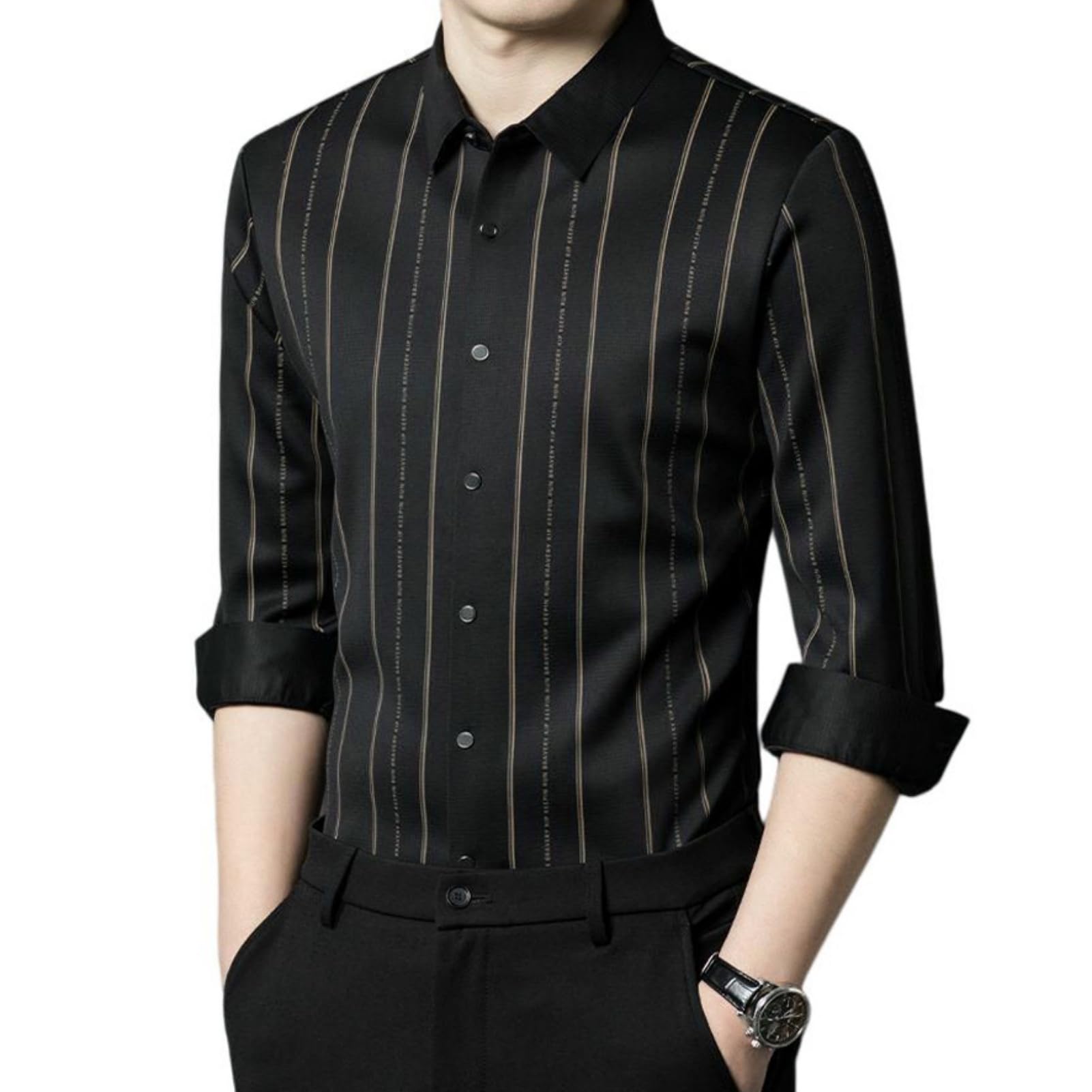 Chemise infroissable homme stretch et chaude à rayures - 8
