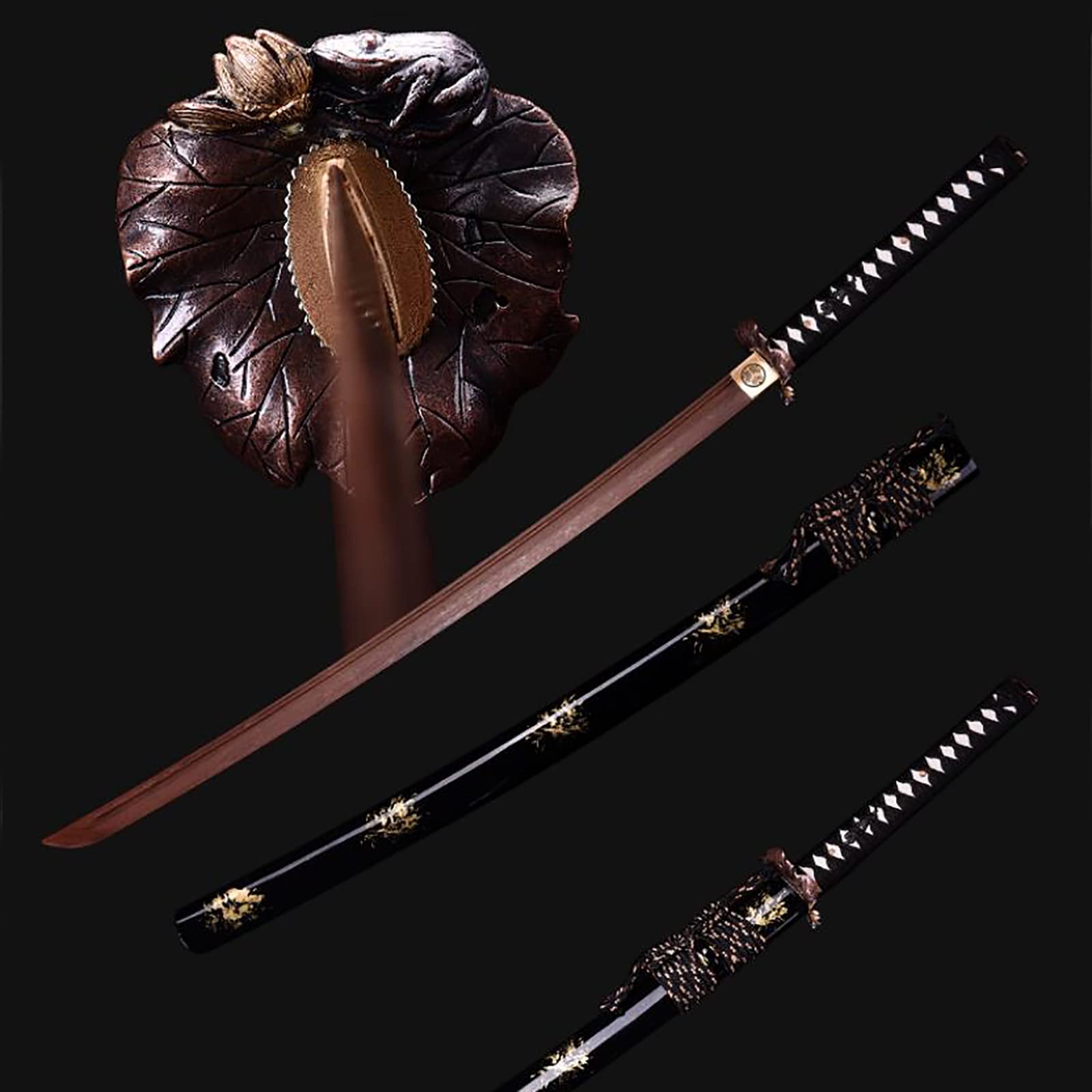 Katana in Legno,Lama in Palissandro Naturale,Bokken Fatto a Mano,Fodero in Legno massello con Vernice Spray,Spada Samurai da 103 cm per Cosplay,Iaido,Kendo,Regali