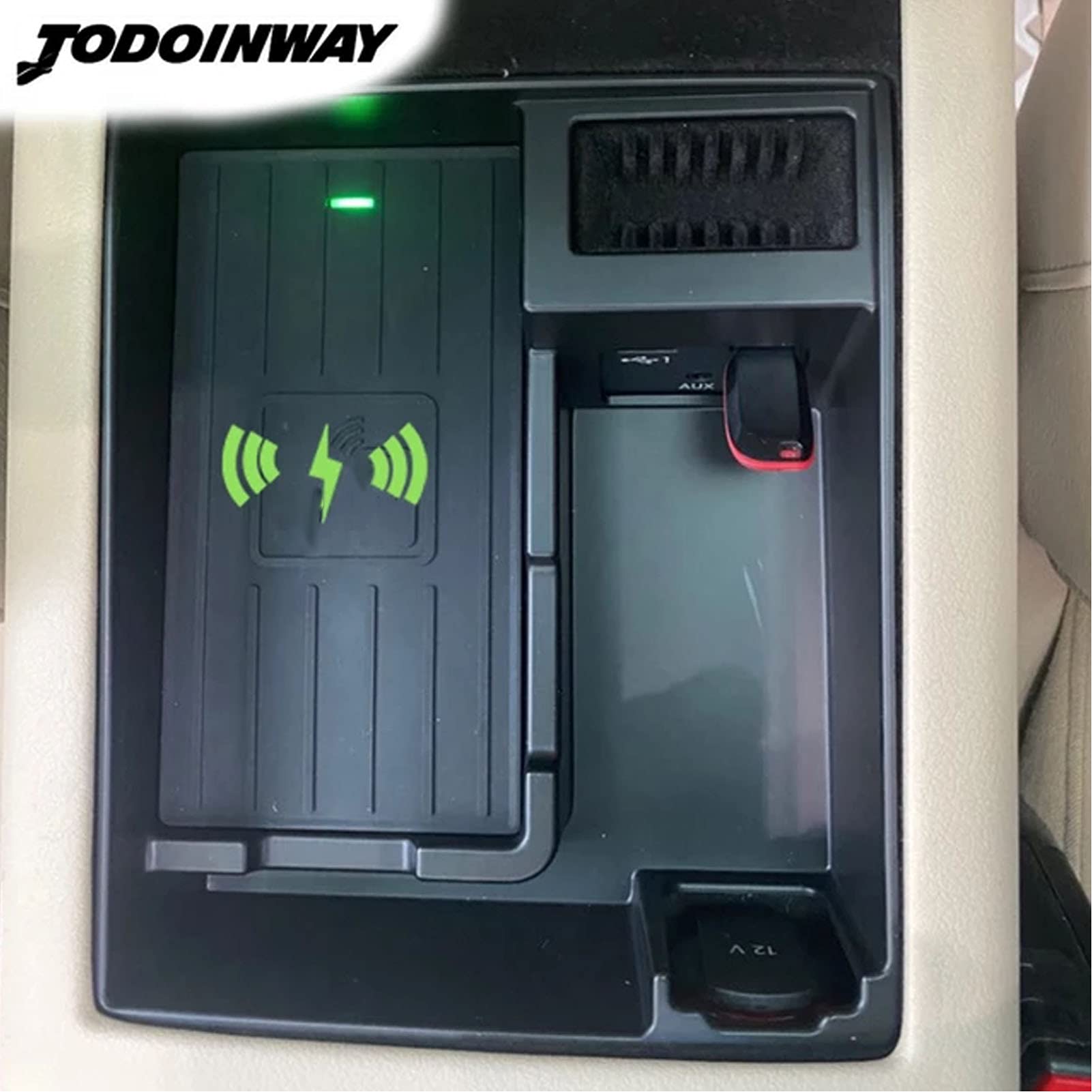 Cargador Inalámbrico para Coche de 15 W, Reposabrazos, Caja de