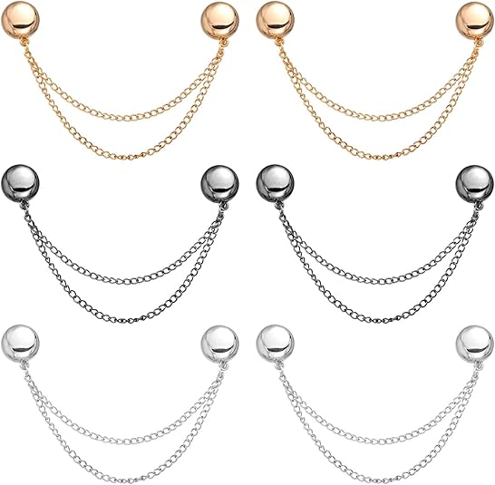 6pcs Magnetic Clothing Clips with Chain, Multi-Function Magnet Button Pins Hijab Cuff Clips for Fixing Hem of Clothes Long Pants Legs Sleeves of Shirts