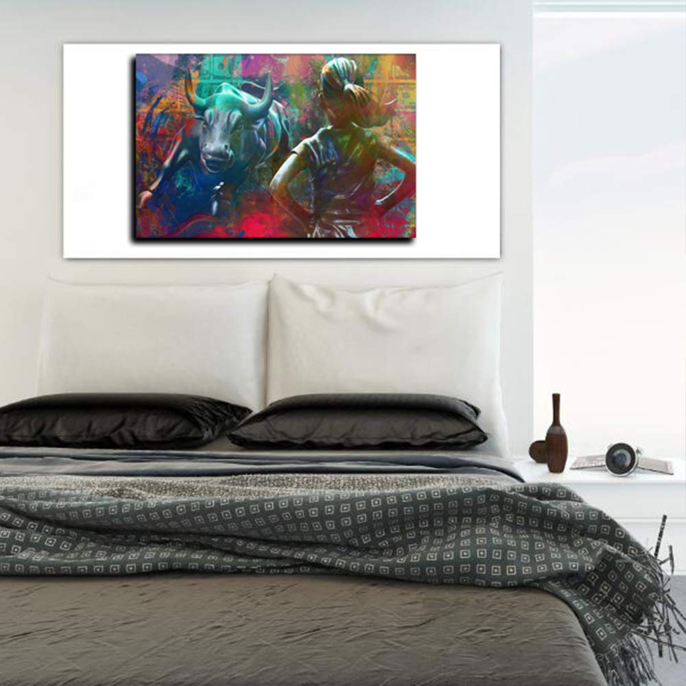 Inspirierende Leinwandbild, Motiv: "Charging Bulle", motivierendes Gemälde, inspirierende Unternehmer-Poster, Drucke, Kunstwerk-Dekorationen, Giclée-Dekoration für Zuhause, Büro, fertig zum Aufhängen,