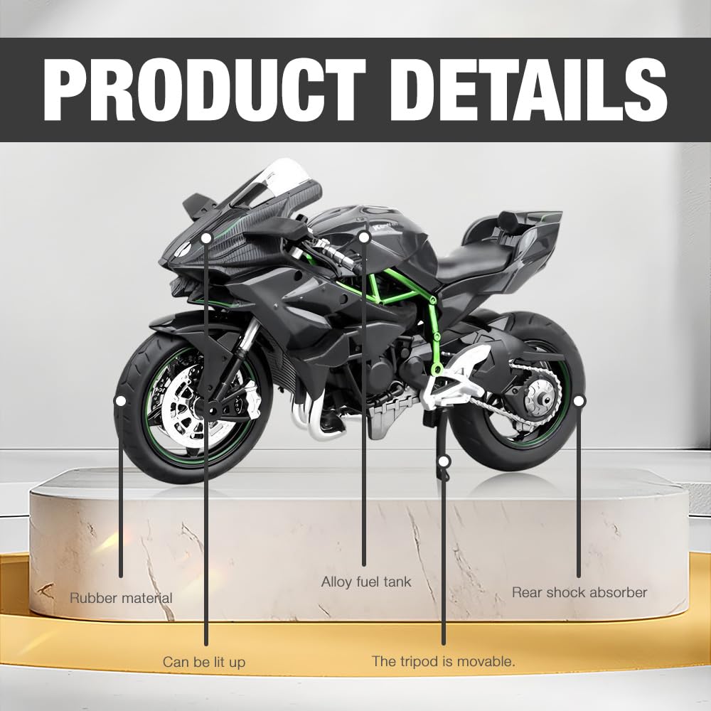 XEERUN 1:12 Motorcycle Model, Diecast Motorcycle Model, Mini Motorbike Toy with Suspension and Free Roller - Image 3