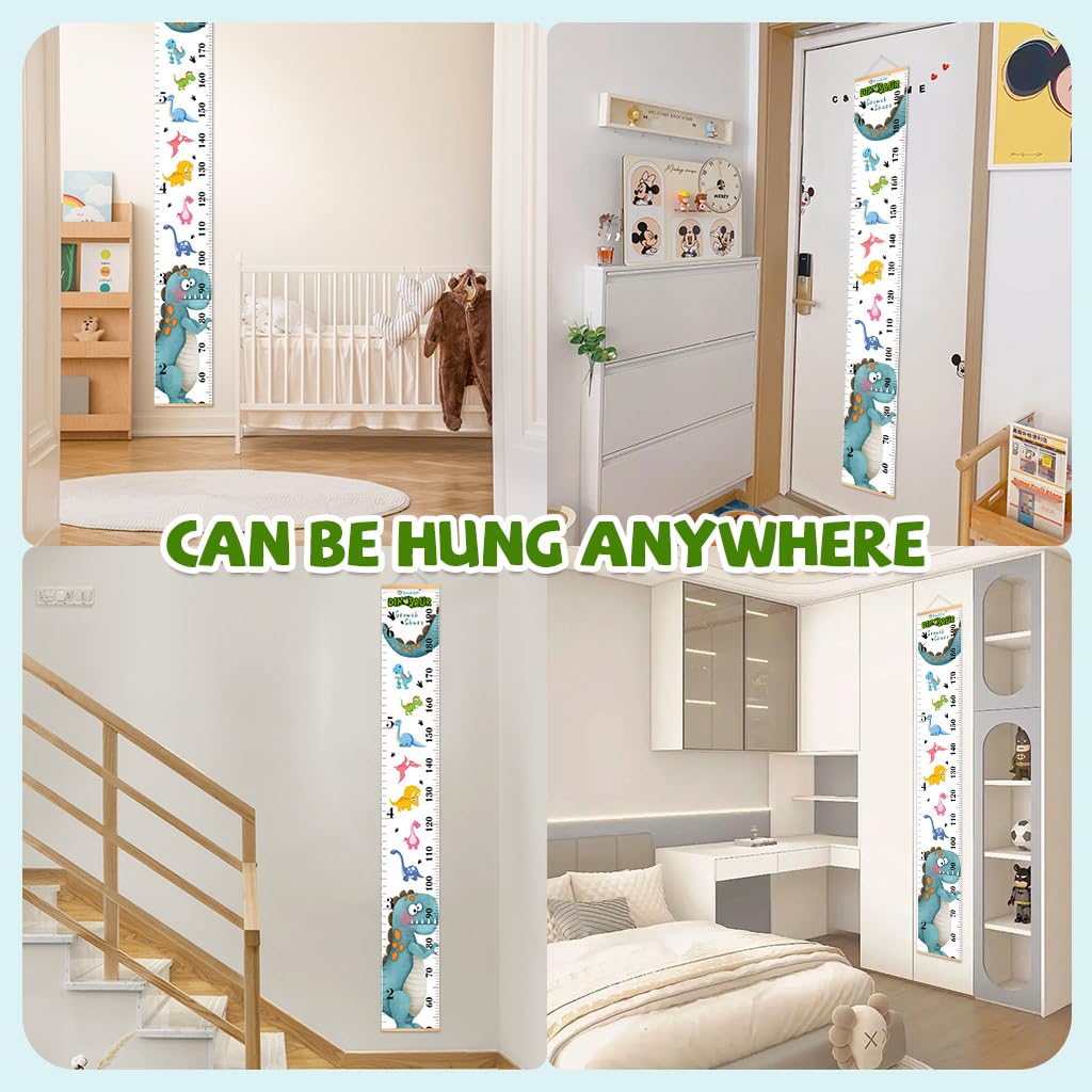 SNOWIE SOFT® Cartoon Growth Chart for Kids 60-180cm Wall Hanging Growth Chart for Kids & Teenagers Canvas Cartoon Growth Chart Waterproof Canvas Growth Chart for Kid's Room (Blue Dinosaur) - Image 6 thumbnail
