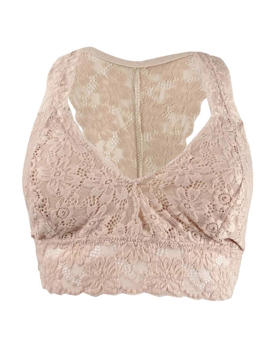Jenni by Jennifer Moore Women's Moore Lace Racerback Bralette (S, Chai)