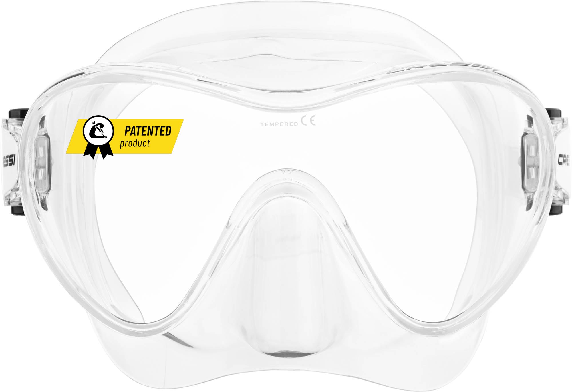 Cressi F1 Frameless Diving Mask - Anti-Fog Tempered Glass Snorkel Mask - Silicone Skirt for Secure Scuba Fit - Adjustable Buckles for Diving & Snorkelling - Transparent - One Size