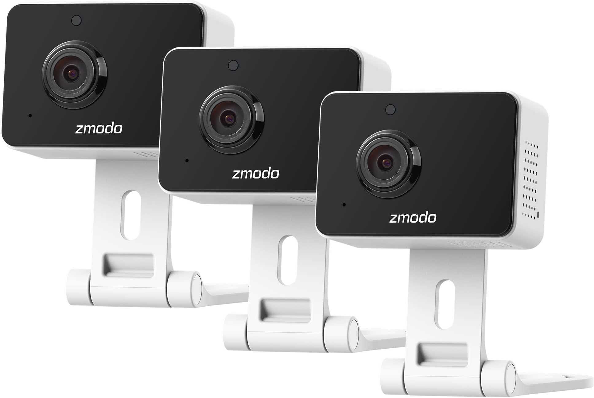 Zmodo 1080p 3pack Mini WiFi Camera, Two-Way Audio, Video Baby Monitor, Black with White, 3 Count (Pack of 1) (ZM-SH75D001-WA-3)