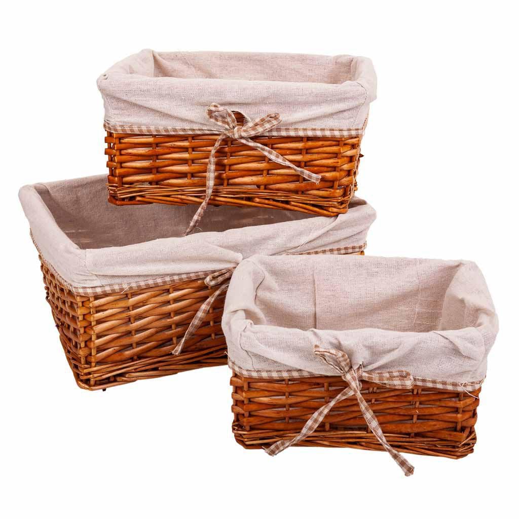 Paniers en osier faits main set de 3 corbeilles de rangement haut de gamme
