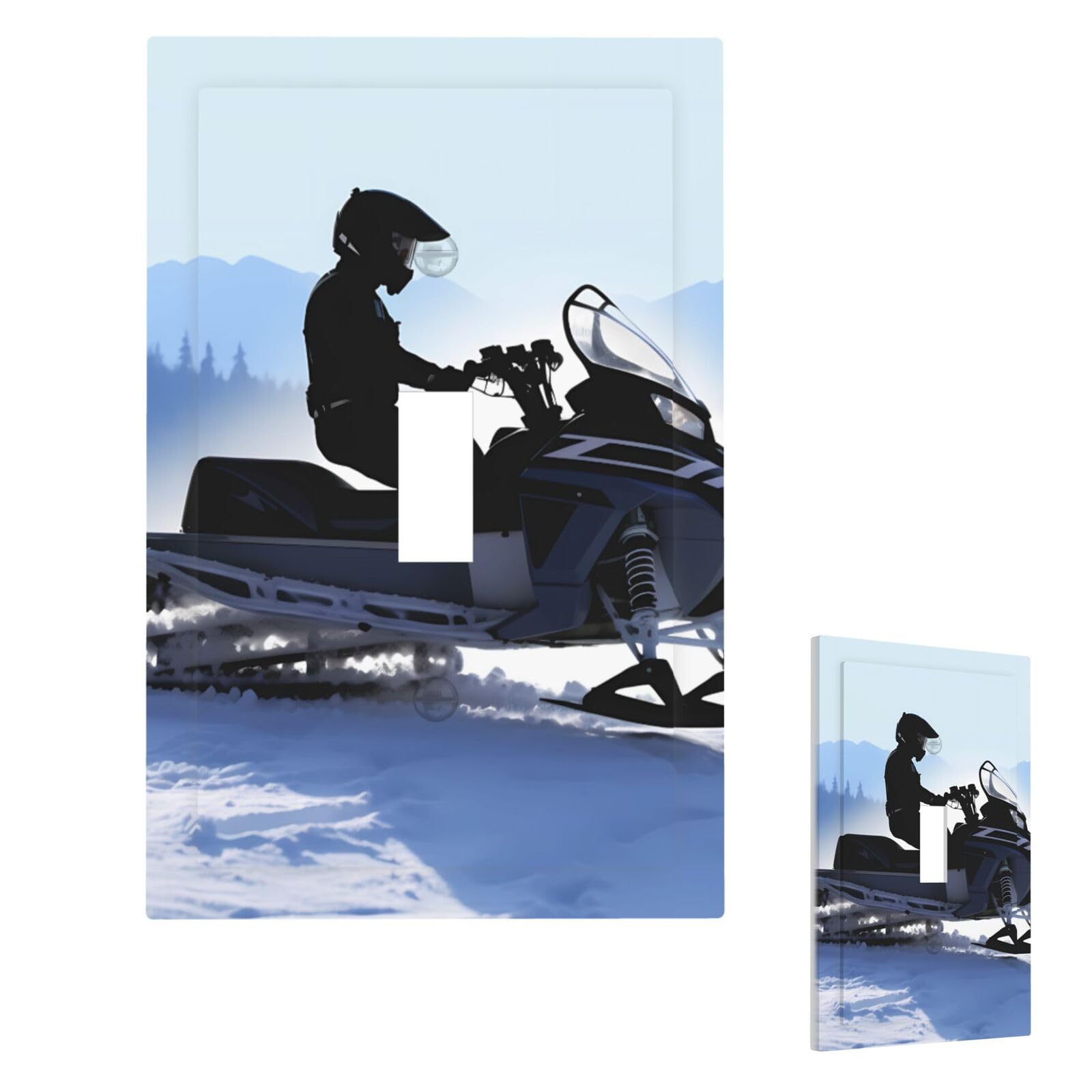 Fekiloot Single Toggle Snowmobile Wall Plate Cover Modern Decorative 1 Gang Light Switch Cover Unbreakable Receptacle Outlet Covers For Living Room Bedroom Home Decor