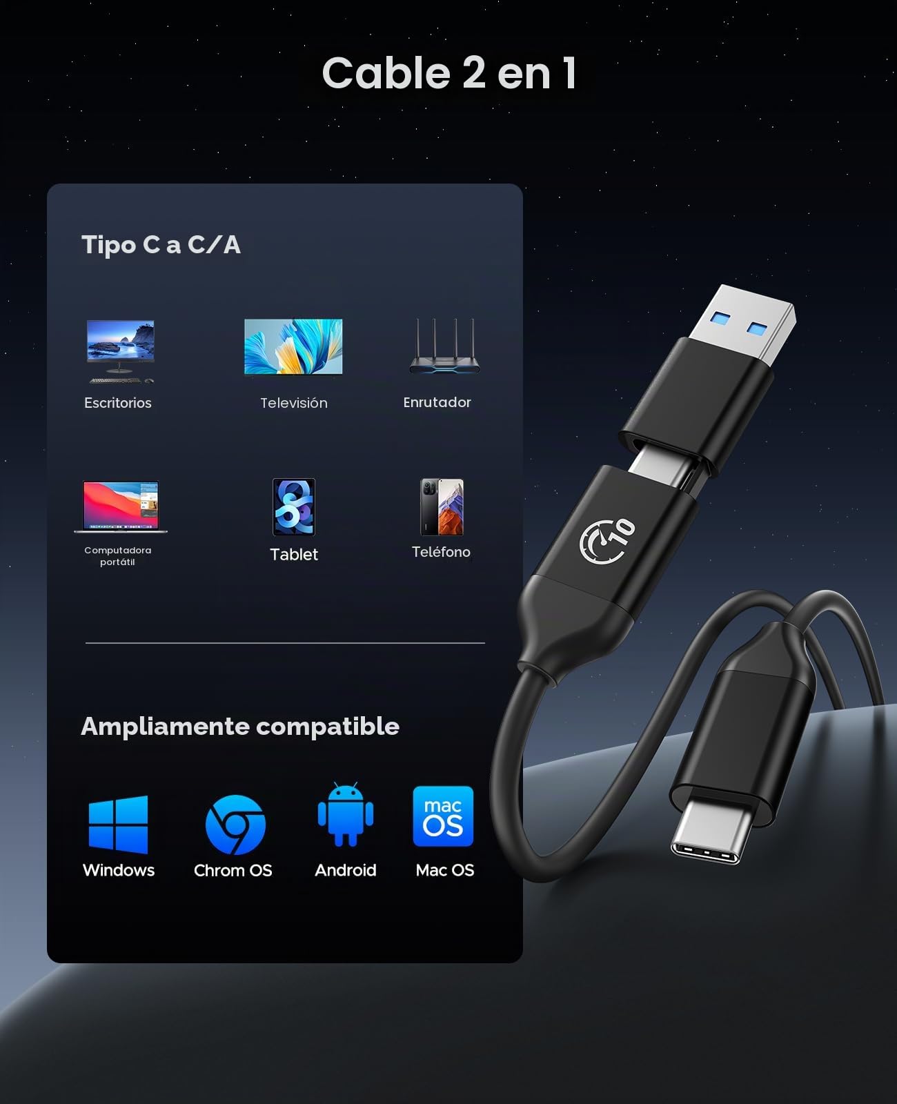 ORICO SSD Externo 512GB hasta 1050 MB/s, Disco Duro Externo con Orificio para Colgar y Cable USB C y A 2 en 1, SSD Portatil USB3.2 Gen2 Compatible con iPhone 15 Series/Mac/PS5/Xbox - C10