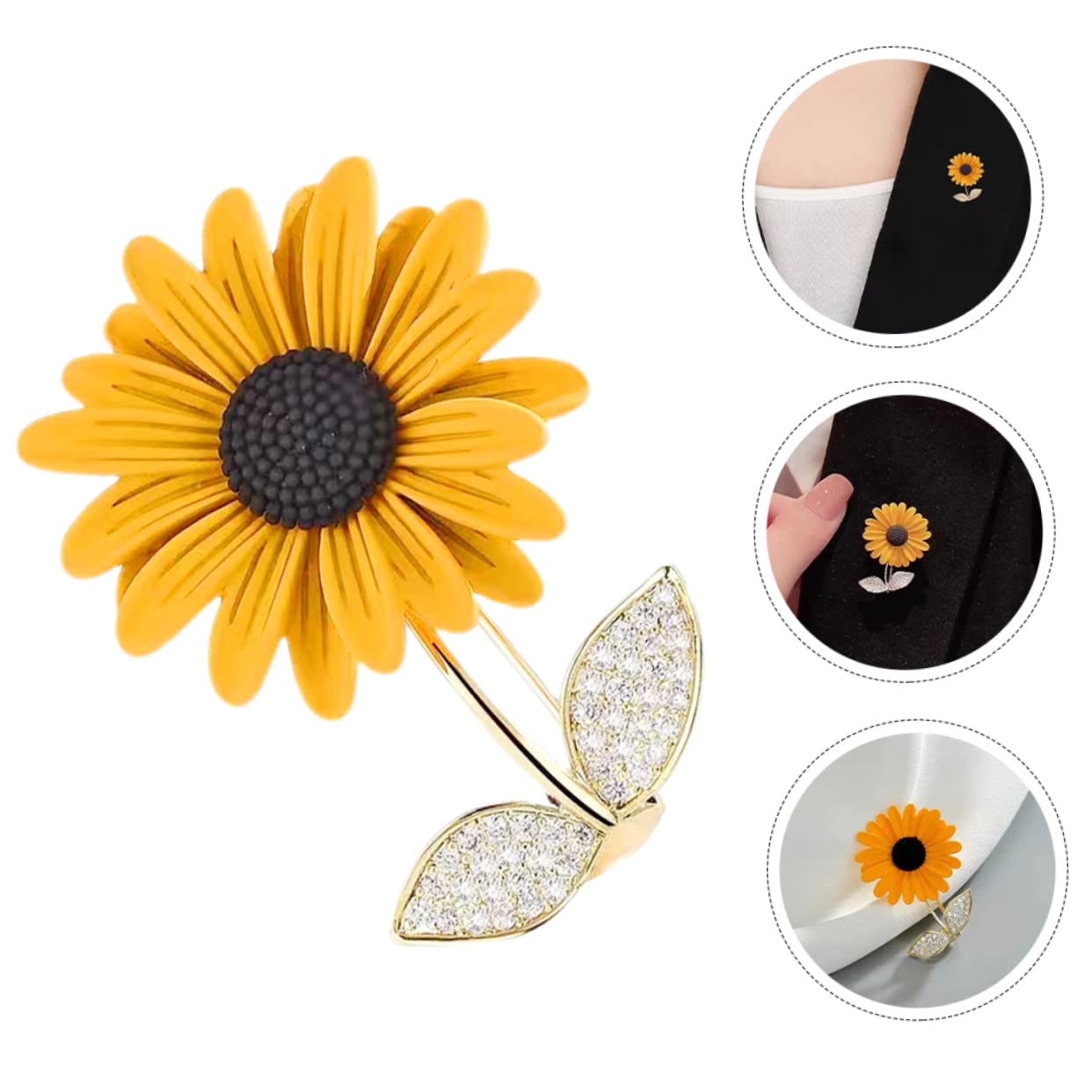 VALICLUD 5piezas Broche De Girasol Delicado Para Mujer Alfiler Decorativo Para Abrigo y Ropa Accesorio Elegante Para Fiestas y Ocasiones Especiales