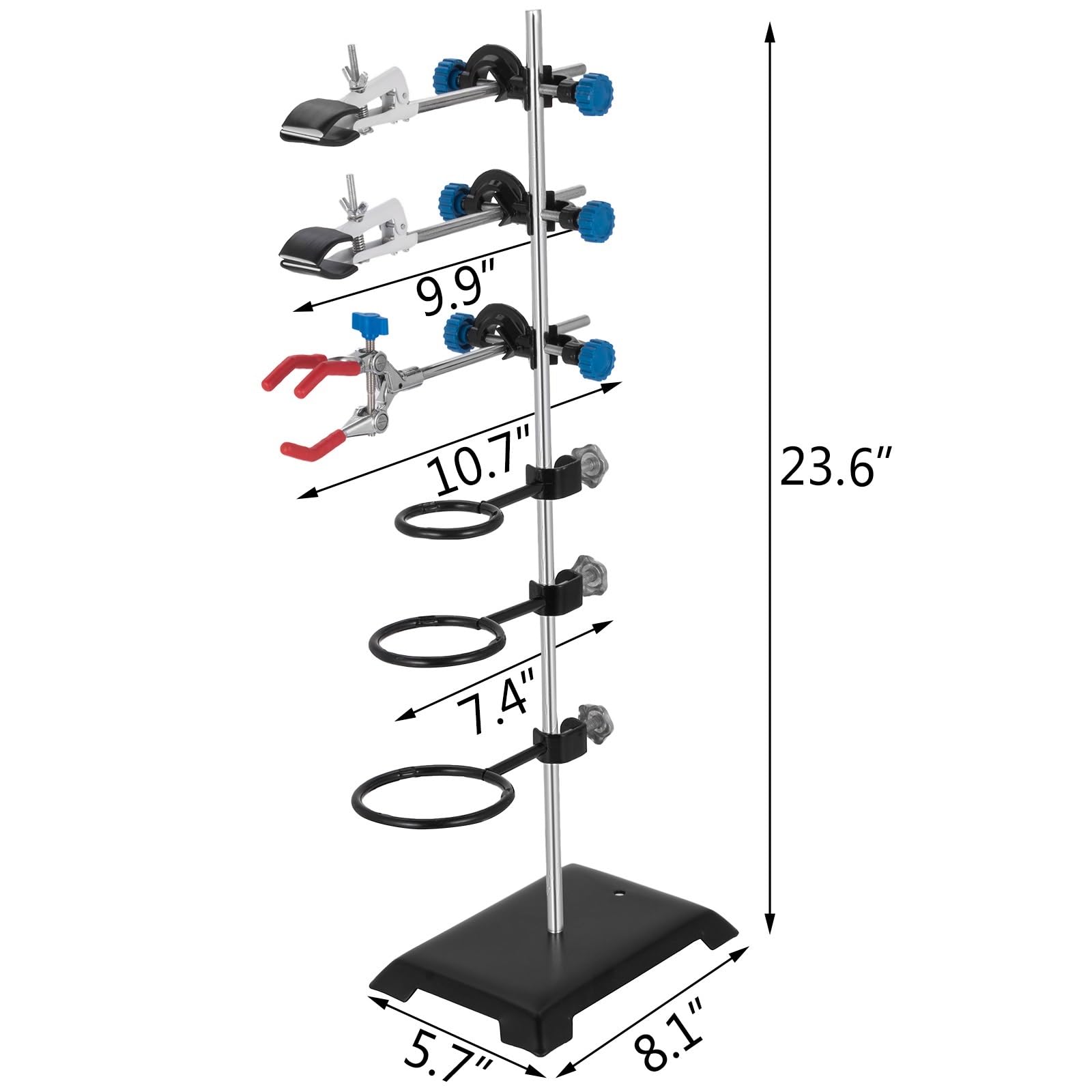 Supporto da laboratorio for supporto con 3 clip regolabili e cappucci for materiale scolastico in acciaio inossidabile for l'insegnamento della biologia chimica,Operazione flessibile