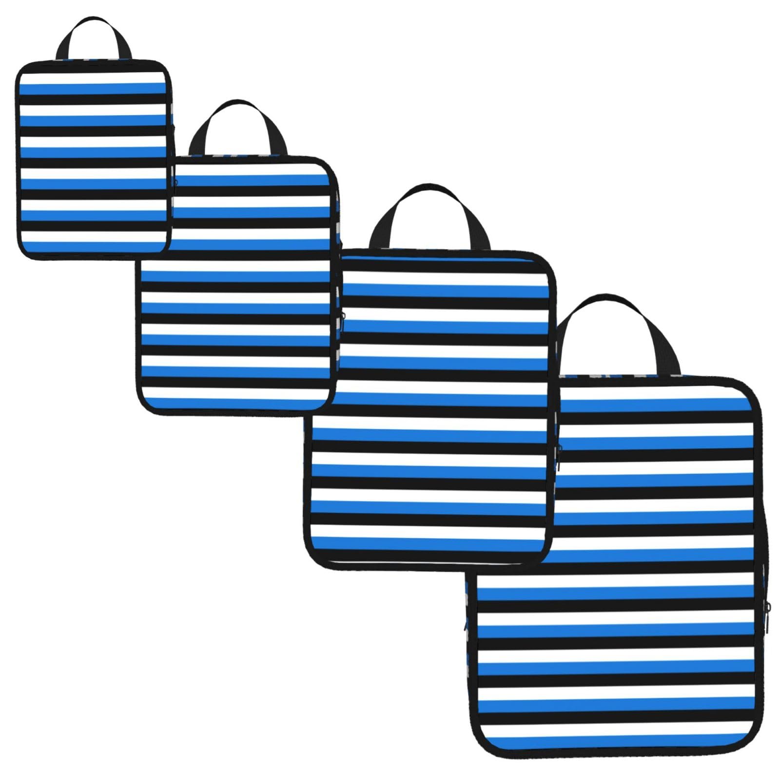 Flag of Estonia Print 4 Set Compression Packing Cubes for Suitcases,Expandable Storage Bag Organizers