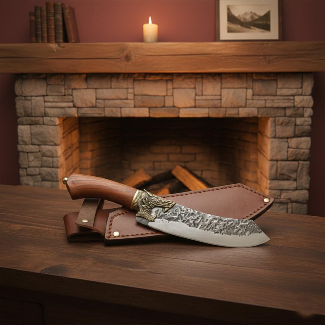 Chef Kitchen Tool Handmade Damascus Steel Overall Length 32.00 cm. Length 20.00 cm 2157