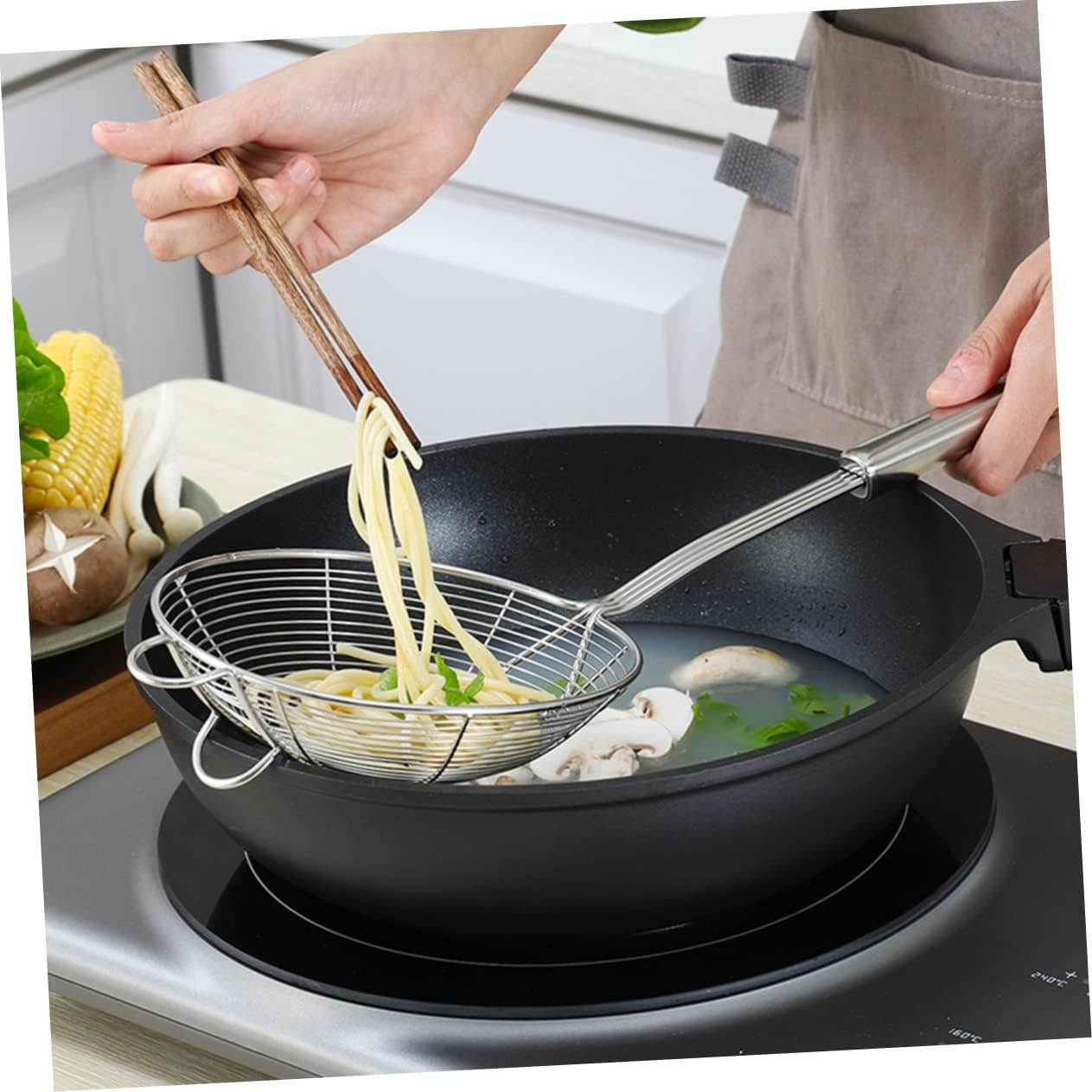 SECFOU Hot Pot Cooking Essential Line Oil Leakage Double Loop Strainer Dishwasher Safe Easy to Clean Heat Resistant