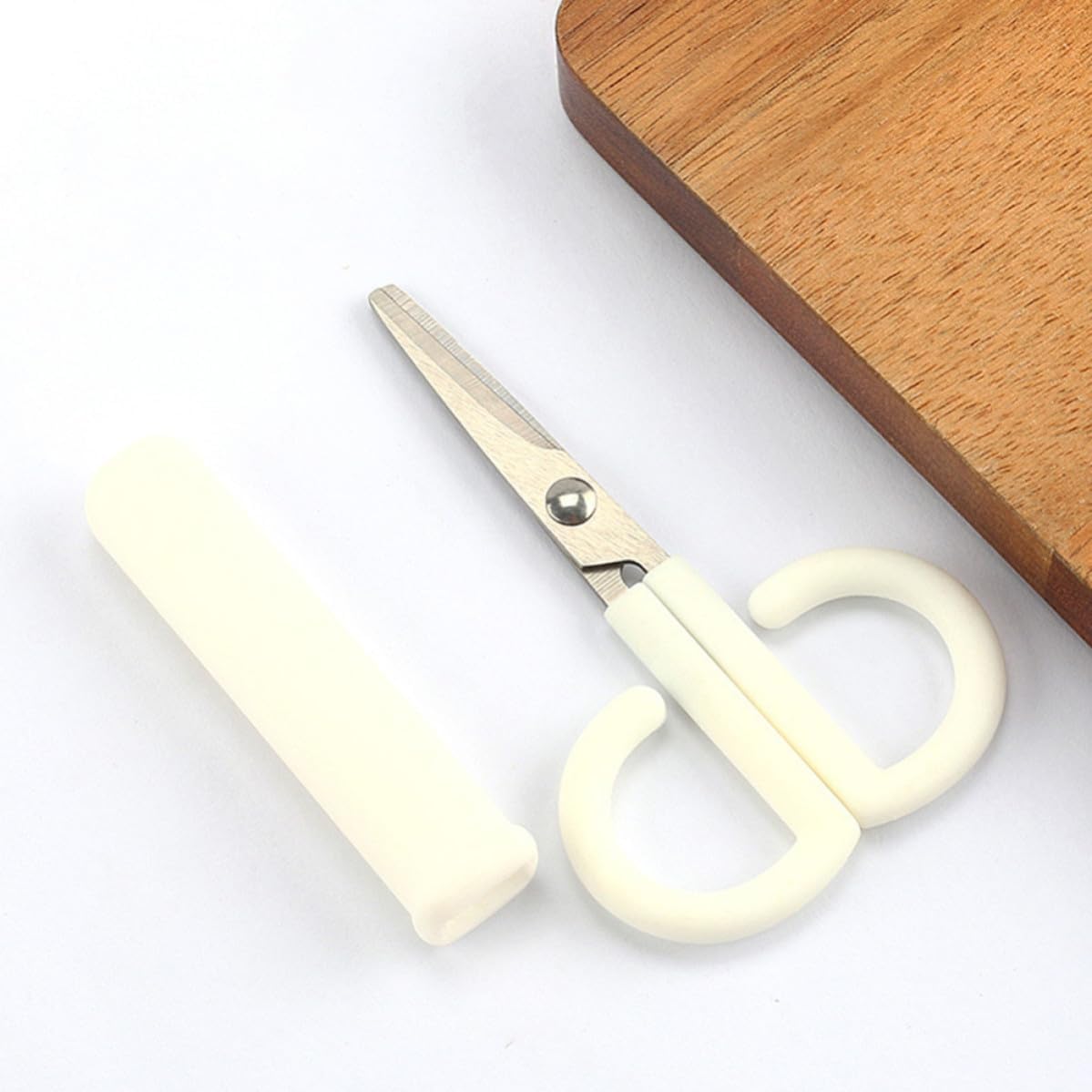 Scissors with Cover, Stainless Steel, White for Paper