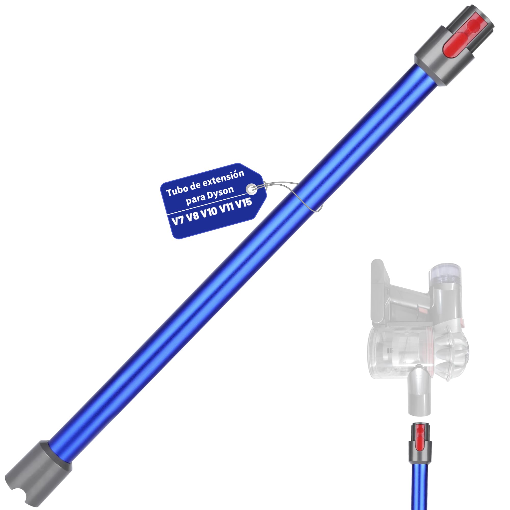 Tubo de Extensión Rígido Compatible con Dyson V11 V15 V10 V8 V7, Varilla de Aluminio con Conexión de Liberación Rápida, 72 cm - Azul