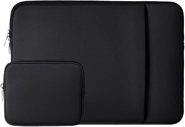 RAINYEAR 14 Inch Laptop Sleeve Case Protective Soft Padded Zipper Cover Carrying Computer Bag with Front Pocket & Accessories Pouch,Compatible with 14" Notebook Chromebook Tablet Ultrabook(Black)