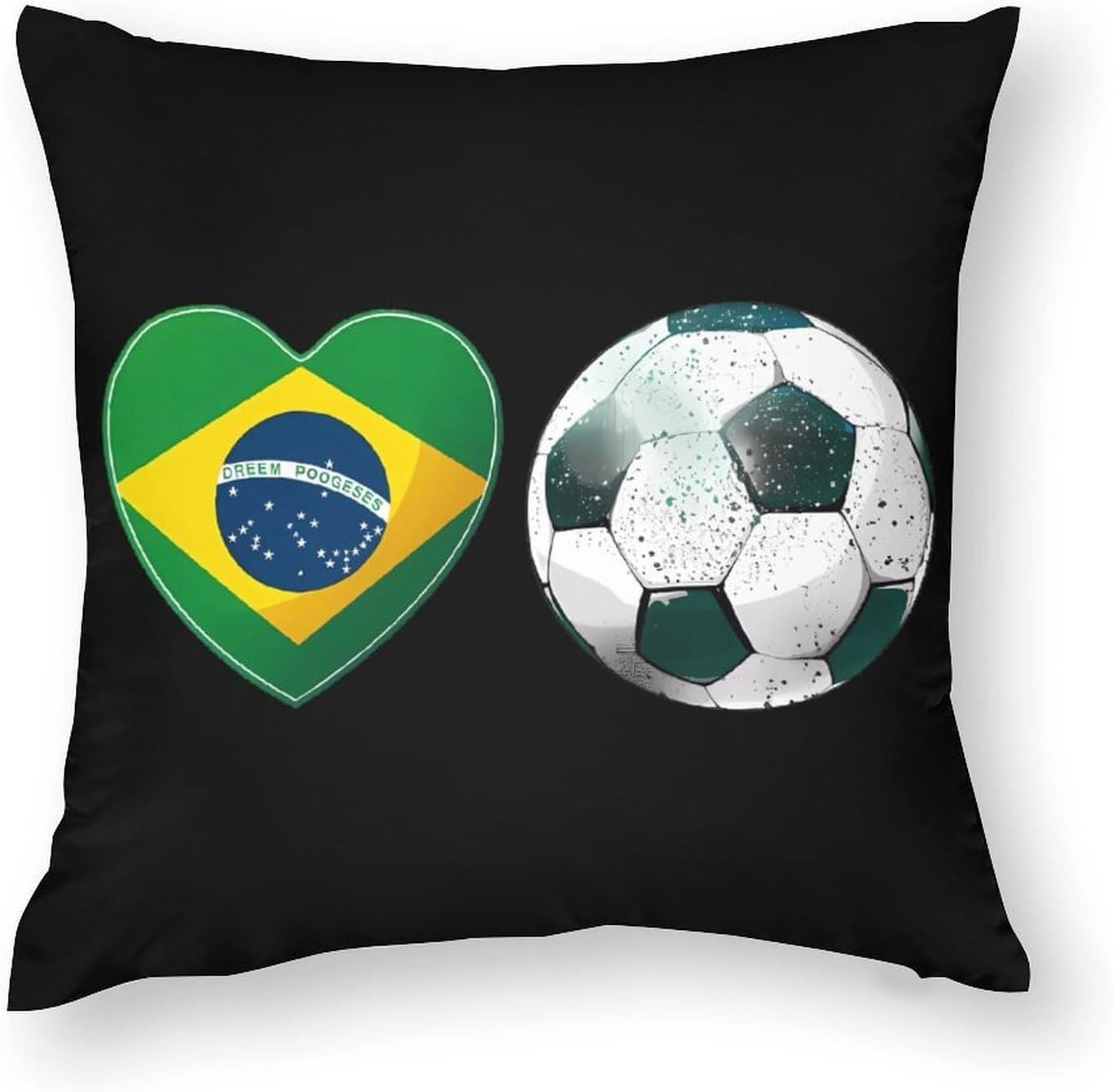I Love Brazilian Flag Soccer Printed Throw Pillow Case 4 Pcs Soft Pillowcases Pillows Covers Sofa Bed Decor 12/14/16/17/18/20/22/24/32 Inches