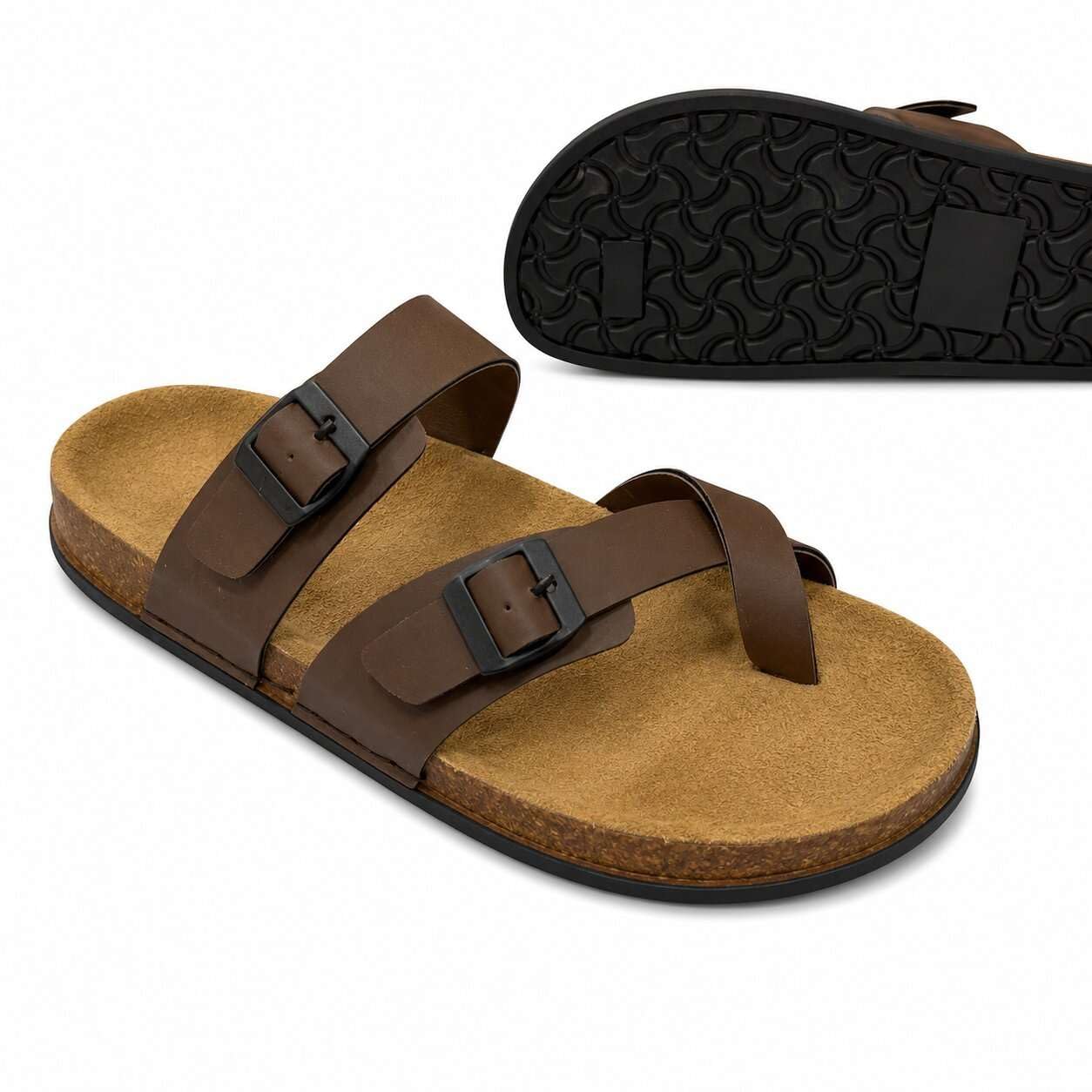 Pantofole da spiaggia da uomo, con punta aperta, comode, facili da infilare, estive, per uso quotidiano, Marrone, 45 EU