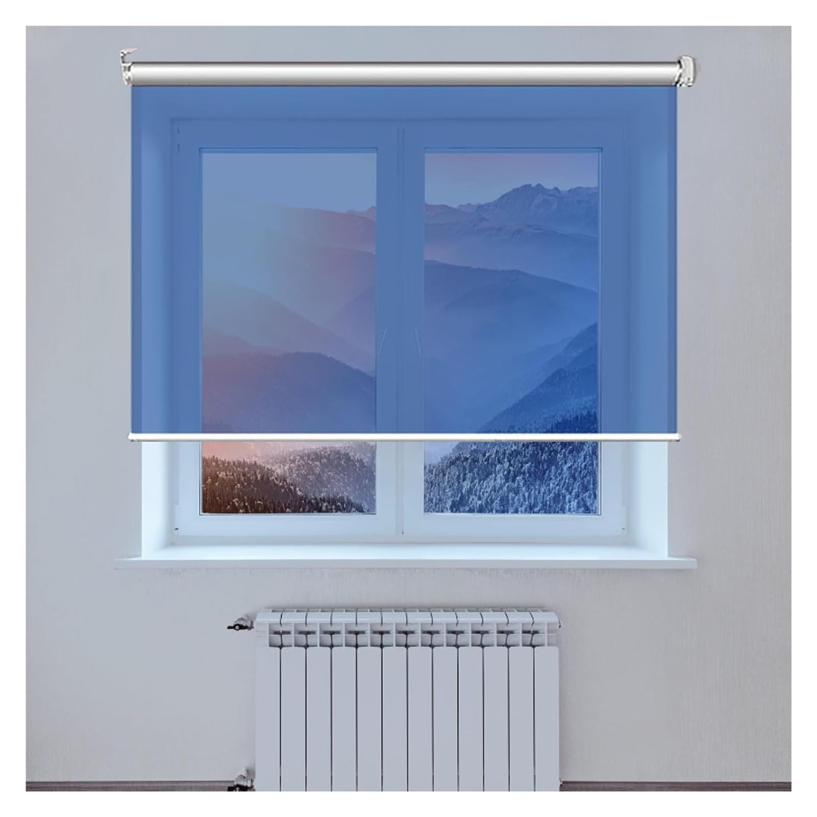 Generic Reflective Window Shade Pull Down Tinting Sunshade Blinds One Way See Through Drape For Office Bathroom Indoor Patio Thermal Insulation Curtain(125x270cm)