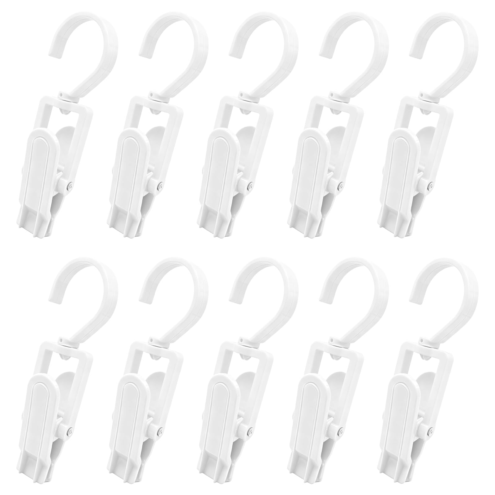 HEEZOU 10pcs 360 Degree Rotating Hooks With Clips Clothes Clip Multipurpose Organizers For Laundry Home Office Storage Clips