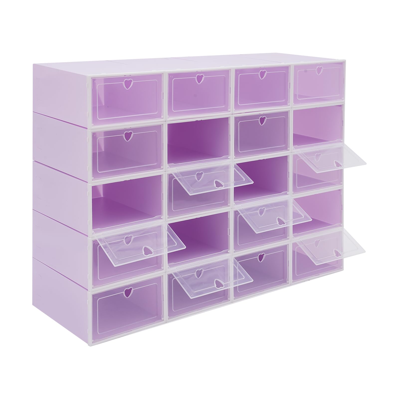 Shoe Storage Boxes, Stackable Shoe Organiser, Clear Flip Lid, Space Saving