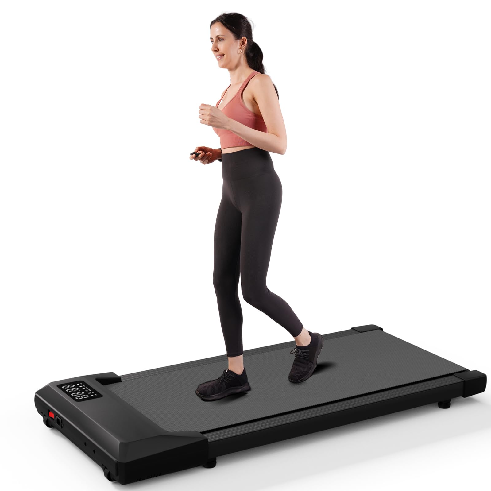 DeerRun 2024 Upgrade Walking Pad, Smart Under Desk Treadmill for Home Office, No-Assembly Treadmills, APP/Remote Control, LED Display, Walking Jogging Machine, 300 lbs Capacity