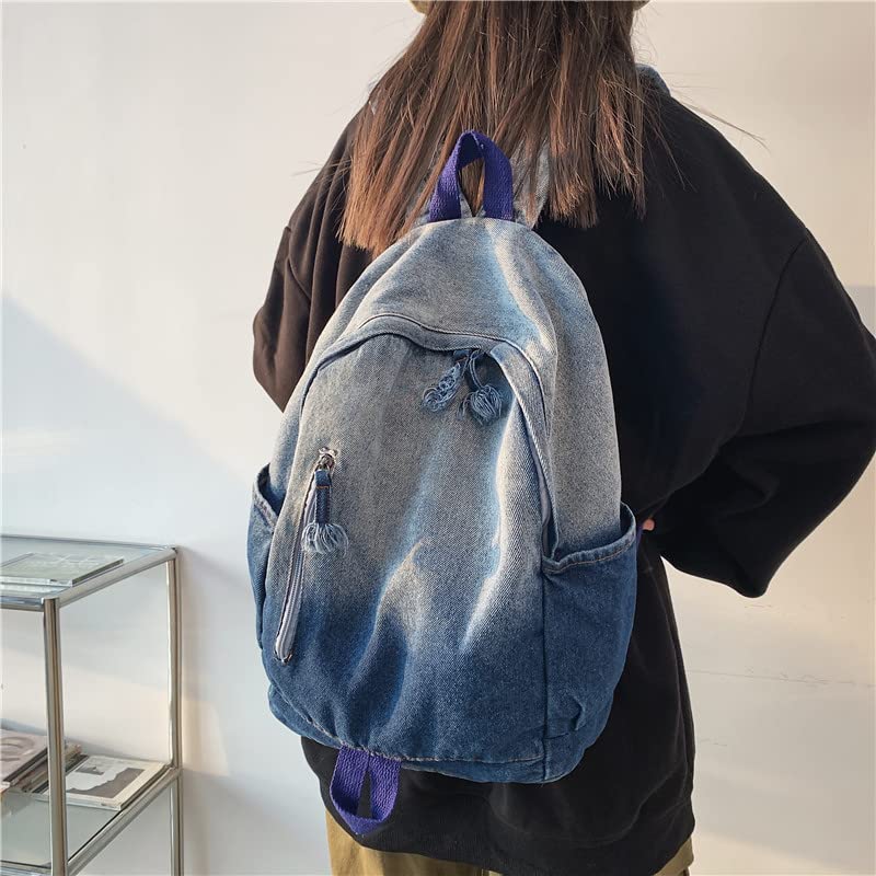 LUOLINGONGJUE® New Simple Schoolbag – Denim Canvas Washed Versatile Backpack for Men & Women, Couples 1