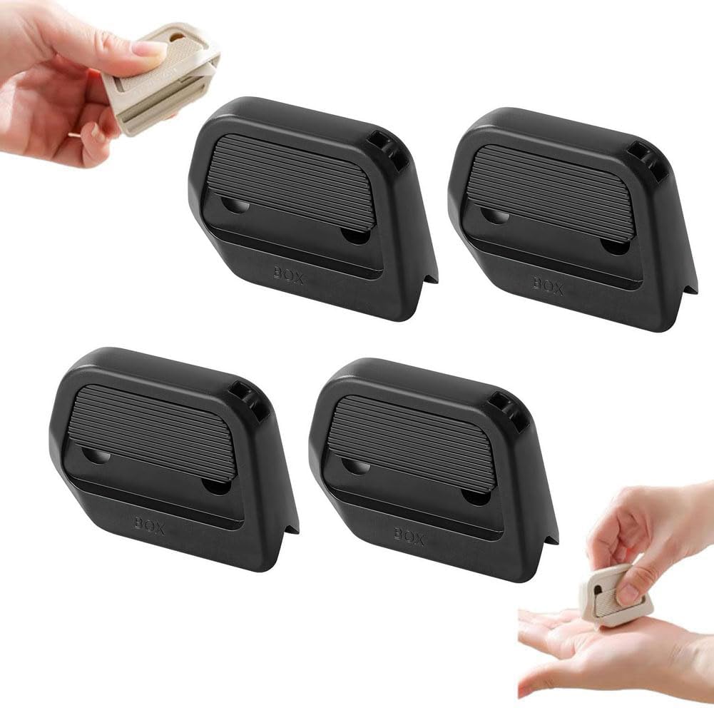 Box Cutter, Mini Ceramic Safety Knife Utility Knife, Auto-Retractable Magnetic Cardboard and Paper Cutter, Right Angle Slot Tool for Packages Envelopes, Fridge Magnet Storage Design (Black 4pcs)