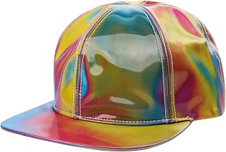Casquette de Baseball Arc-en-Ciel, Casquette Réplique Marty McFly, Chapeau Métallique et Cool, Unisexe et Ajustable, Parfait Costume pour Halloween, Noël, Déguisement, Cosplay