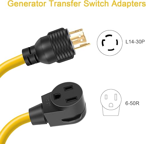 Miniatura 2 de Cable adaptador de soldador, cable de enchufe L14-30P Twist-Lock macho a 6-50R hembra, generador de 4 clavijas a 3 clavijas para cable de