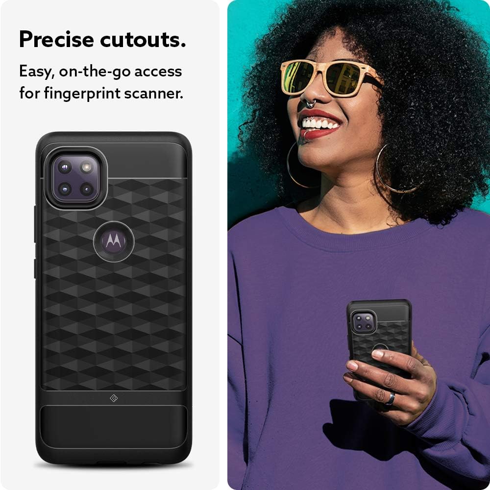Caseology Cellular Phone Case Parallax Lite Compatible with Motorola One Ace, Thermoplastic Polyurethane, Shock-Absorbent - Matte Black