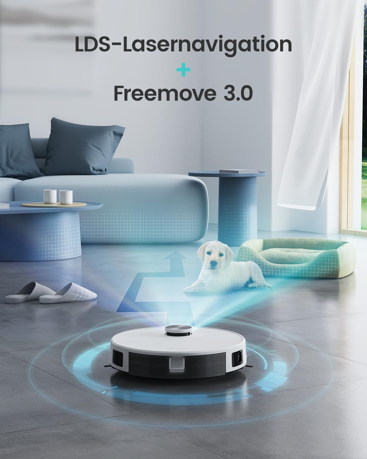 Lefant Saugroboter mit Wischfunktion M1, 4000Pa Saugleistung Staubsauger Roboter 200min Laufzeit, Mehrstufiges Mapping, No-Go-Zonen, Saug und Wischroboter für Tierhaare, Teppiche und Hartböden