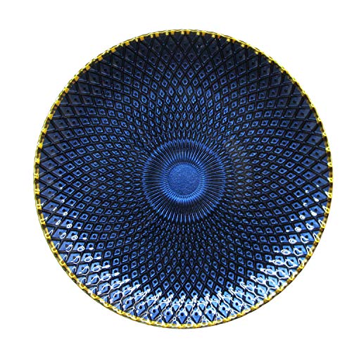 American Atelier 1875007 Peacock Glass Charger Plate Decorative Service for Fine Dining For Upscale Events, Dinner Parties, Weddings, Cateringe, 13", Blue/Gold