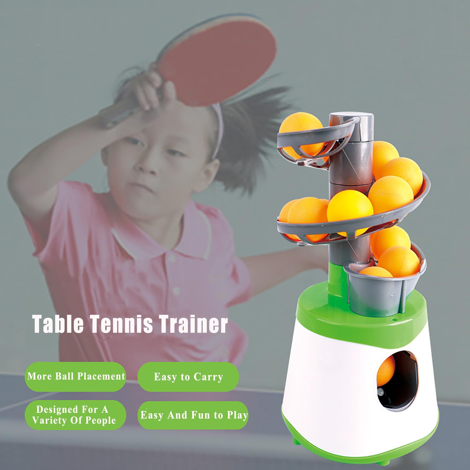 Fydun Allenatore Portatile di Tennis da Tavolo per Addominali Palla da Pong Lanciatore Automatico Macchina per L'allenamento Intrattenimento per Bambini velocità Agility Training