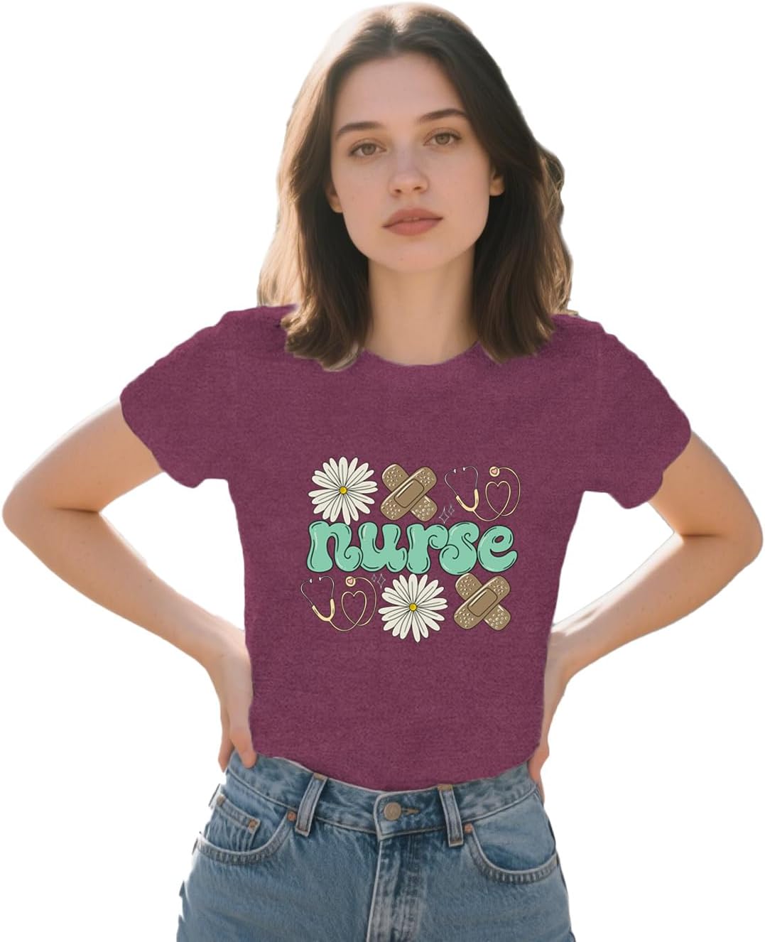 Nurse Shirts for Women Nurse Life T-Shirt Floral Nursing School Tee Tops - Image 2