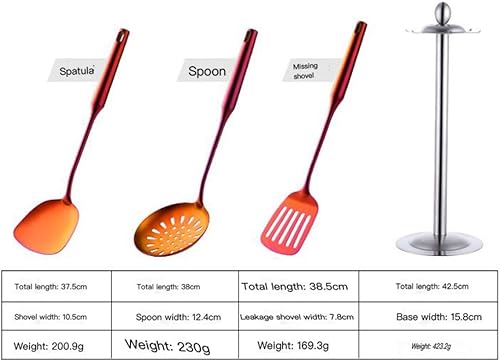 MJWDP - Juego de utensilios de cocina de acero inoxidable herramientas creativas de cocina para el hogar cuchara pala para freír color gris