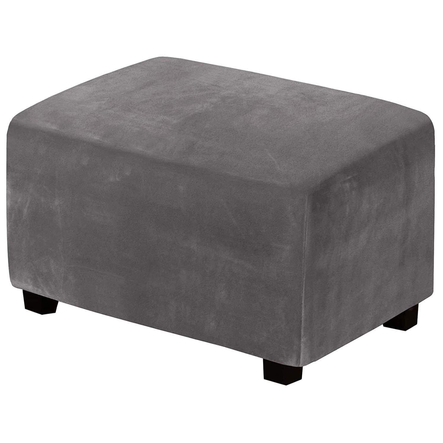 Reposapiés rectangular protegido con funda otomana elástica tamaño L gris