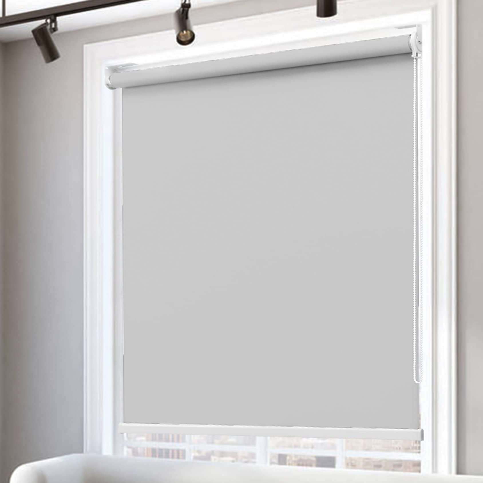 RYNS Verdunkelungsrollo Seitenzugrollo 70x200cm Klemmfix ohne Bohren verdunkelnd Thermorollo Verdunkelungsrollo Doppelrollo Fensterrollo für Fenster und Sichtschutz, Hellgrau