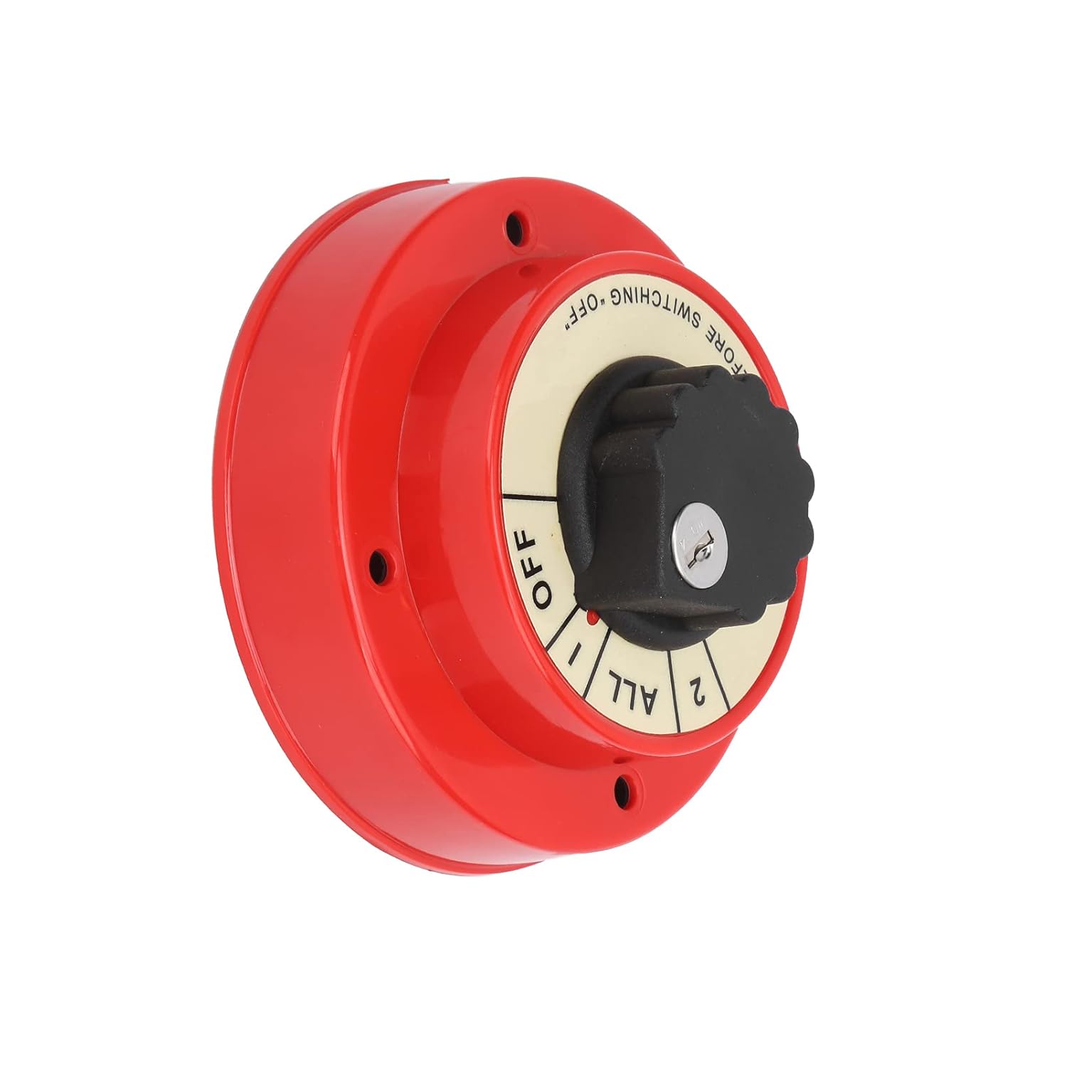 Marine Battery Switch, 4 Position Battery Selector Switch Battery Disconnect Switch, Yellow Panel Mount 1-2-Both-Off Isolator for Boat RV Dual Battery Banks