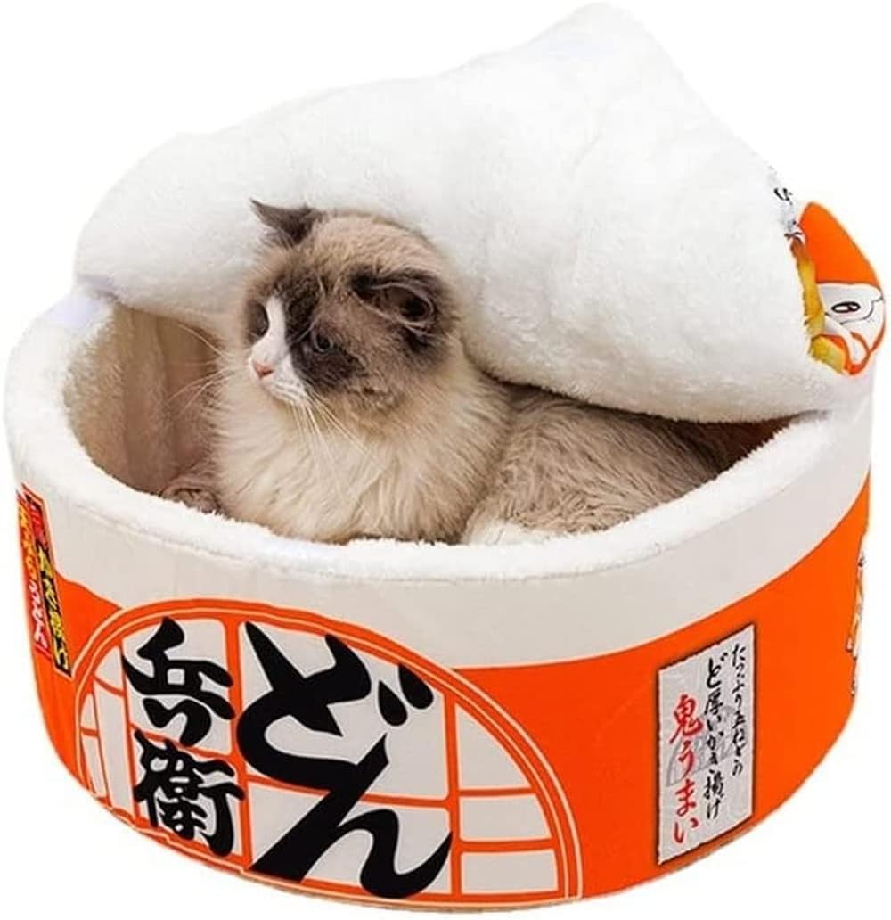 Cat House for Indoor Cats, Foldable Cat Bed with Washable Top, Detachable Multifunctional Soft Pet Sofa Bed Suitable for Small Cats and Dogs (S,Orange)