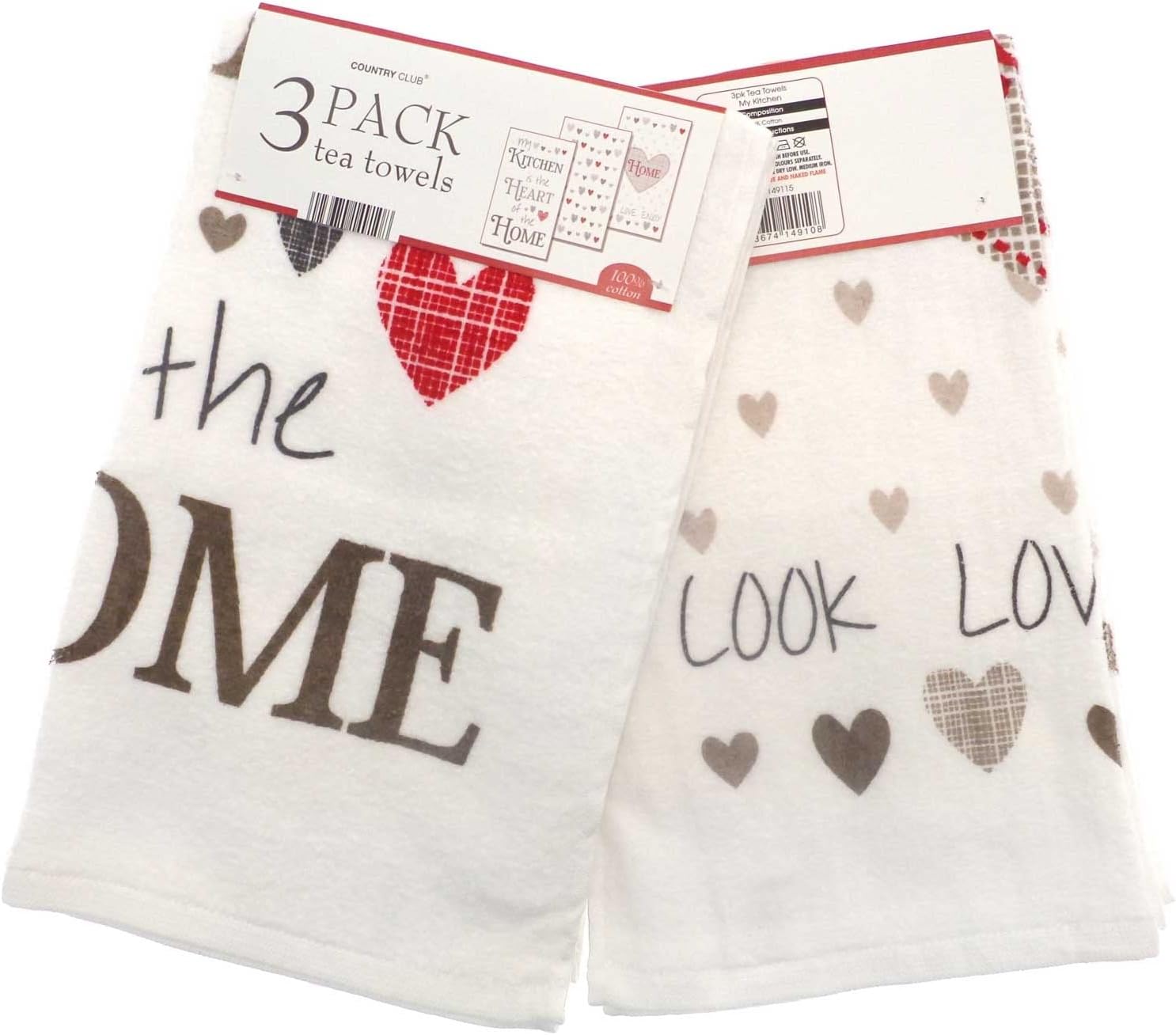 Pack of 3 Tea Towels - 100% Cotton - 30+ Designs to choose from - Great Value Gift Idea Essential for any home (My Kitchen)