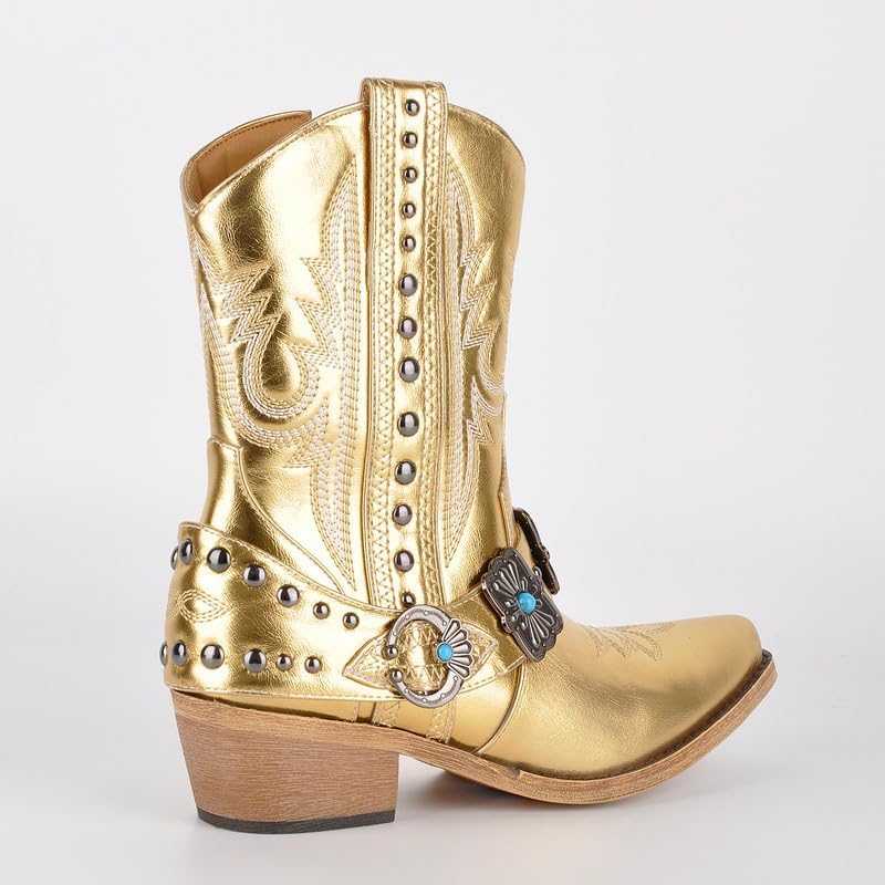 Only maker Cowgirl Western Boots for Women Ankle High Embroidery Pointed Toe Cowboy Rodeo Country Concert Boot - Image 4