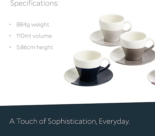 Miniatura 10 de Royal Doulton Coffee Studio - Juego de tazas y platillos de capuchino, 1 unidad (paquete de 1), color gris