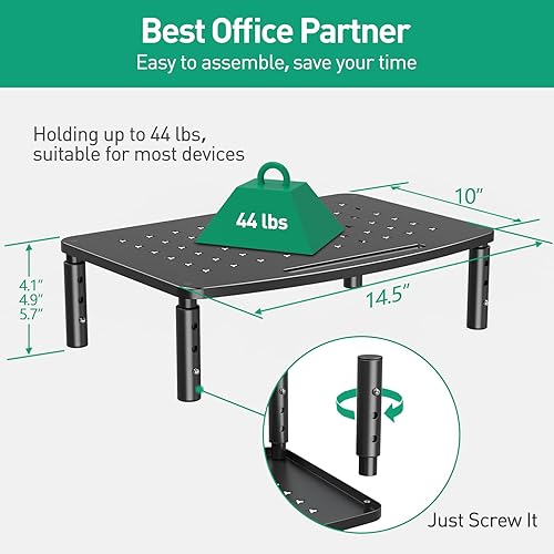 Miniatura 6 de Zimilar Paquete de 2 soportes para monitor, 3 elevadores ajustables de altura para laptop, impresora, iMac, PC, soporte de metal premium para 2