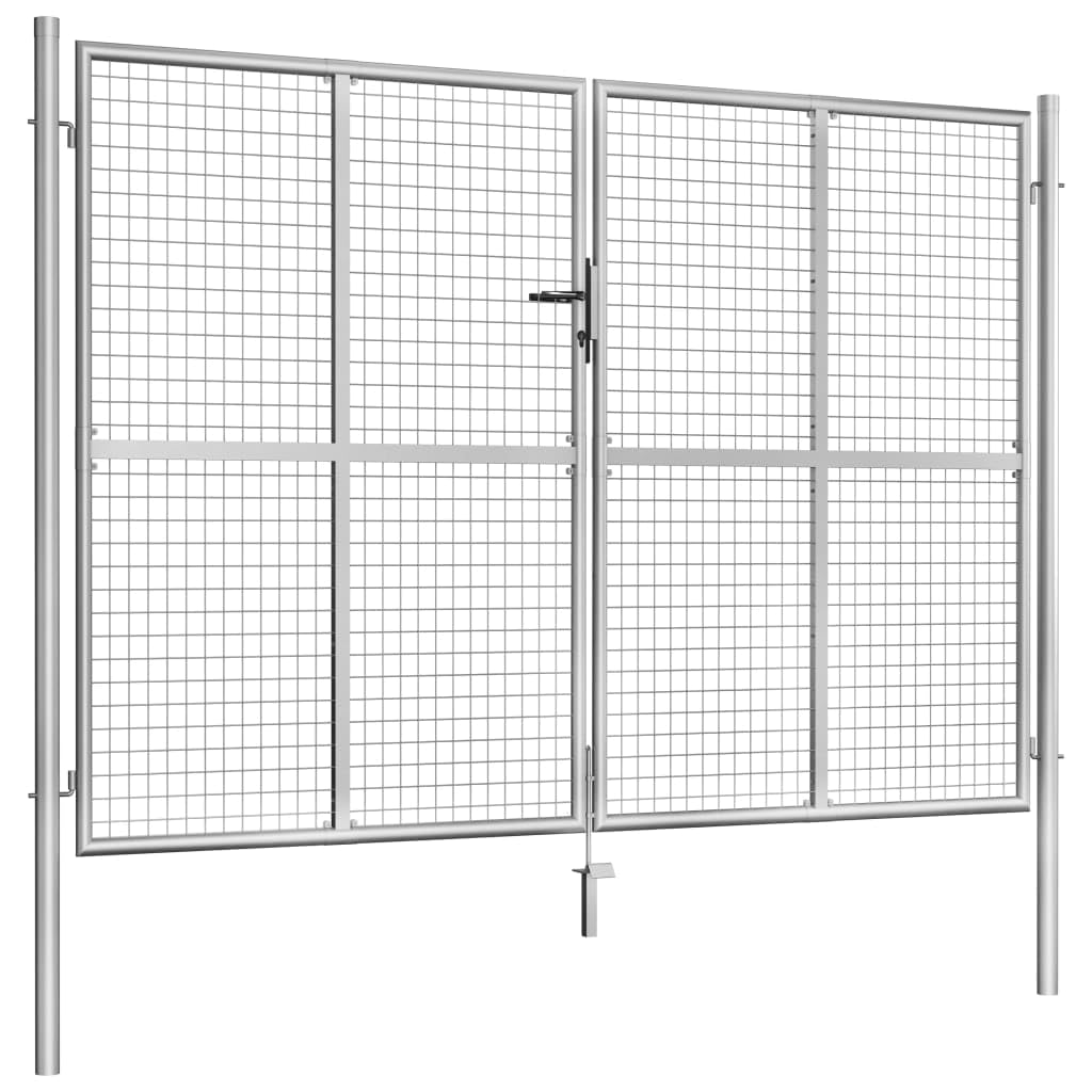 Generico Cancello da Giardino in Acciaio zincato 306x175 cm Argento,Argento,49.66kg,144765