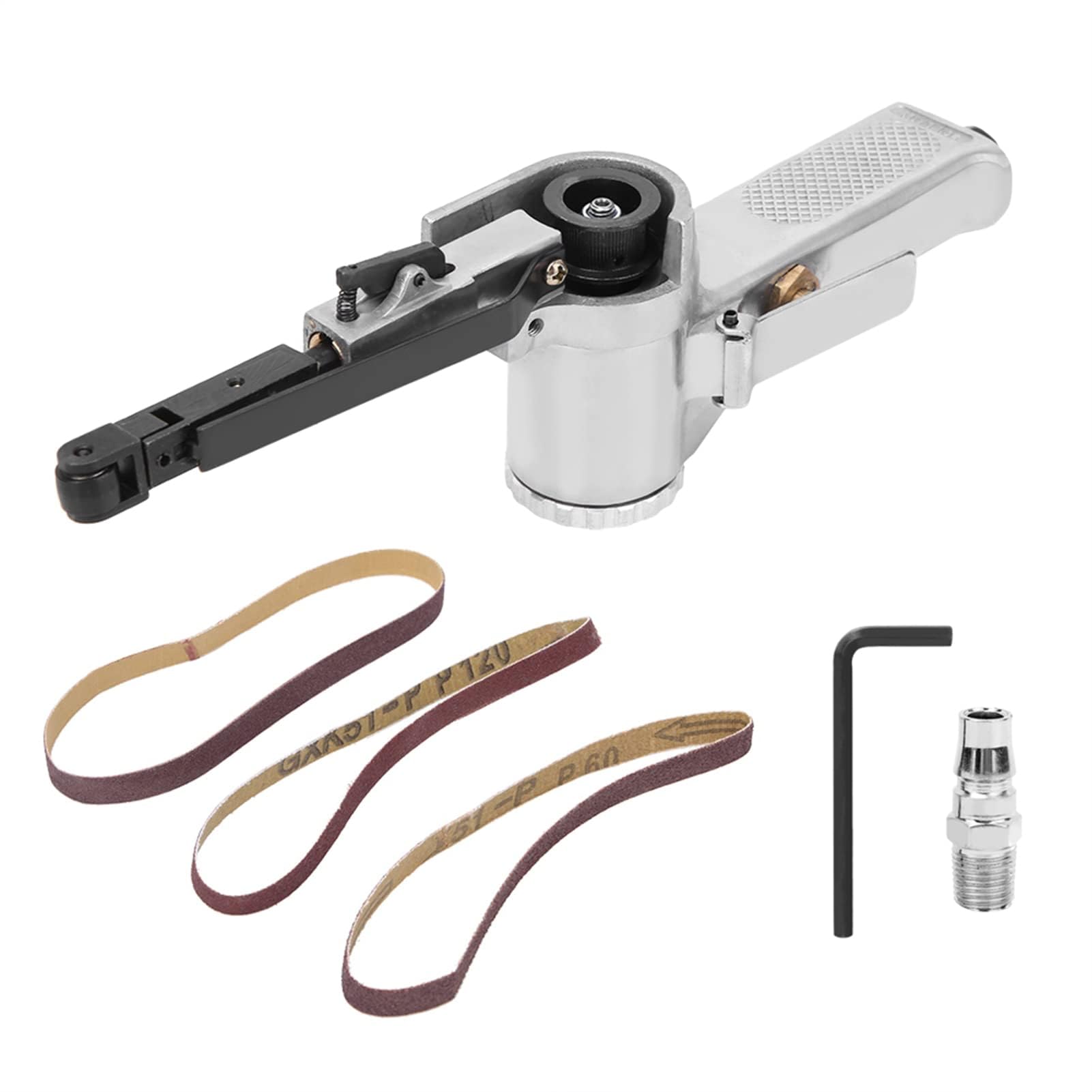 Lijadora de banda neumática de 10 mm, pulidora de aire con banda de lijado de 3 piezas para muebles, madera, vidrio, metal, 3/8 pulgadas, lijadora de bordes para lijar y pulir superficies